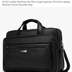 CLUCI Leather Briefcase for Men Large Capacity 15.6 Inch Laptop Business Travel Shoulder Bag