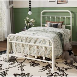 New ✅️Twin Size Metal Platform Bed Frame with Victorian Style Iron-Art