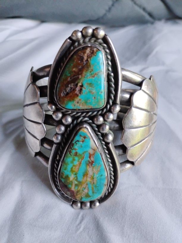 Rare Rawston Navajo Sterling Cuff Turquoise Bracelet