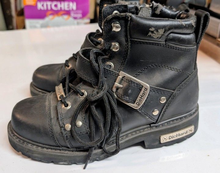 Cool Vintage Diehard Women's Brake Buckle Leather Riding Shoes -6 1/2M