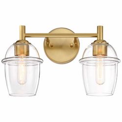 Designers FountainSummer Jazz 16 in. 2-Light Brushed Gold Classic Vanity Light with Clear Glass Shades