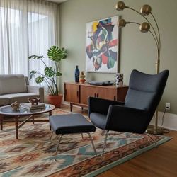 MCM Hans Wegner for Carl Hansen Style Lounge Chair & Ottoman