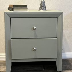 Solid Wood Nightstand - Light Sage Green - 2 Drawers- Excellent Condition - Cash Only