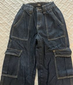 Dark denim cargo pants