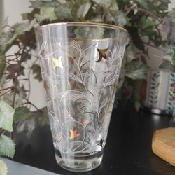Vintage Libbey 1950s Royal Fern Gold Trimmed Drinking Beverage Glasses 7 Pieces 