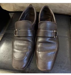 FERRAGAMO DARK BROWN GUNCINI BITS LUXURY LOAFERSHOES ORIGINAL & MARK-SIZE: 7.5 D