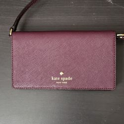 Kate Spade Burgundy Crossbody Wallet And Phone Holder