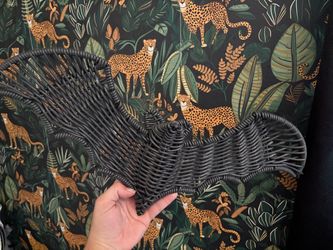 Dark Gray Wicker Bat Wall Decor