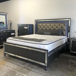 Refino Gray LED Panel Bedroom Set (Queen and King Bed Frame option