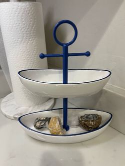 2 tier boat candy dish/trinket holder