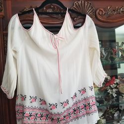 Max Studio Women's Size Small Cross Stitch Blouse