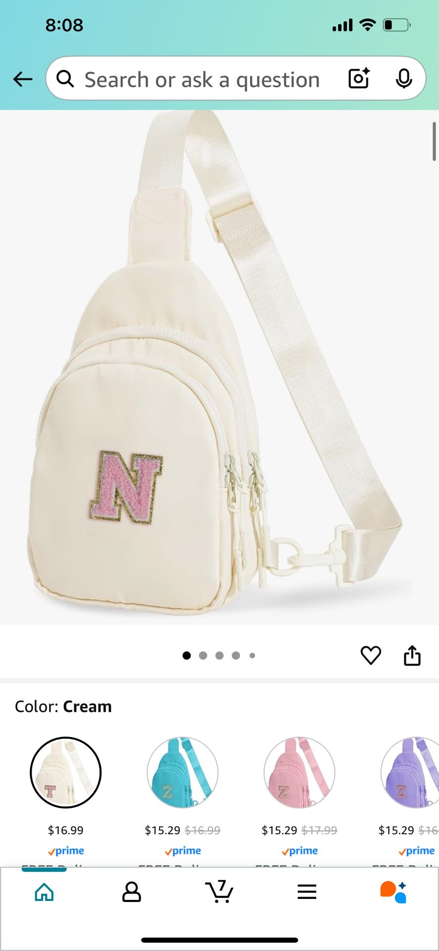 Personalized Initial Crossbody Bag for Tween Girls with Extender Strap 32"-52", Birthday Gift for 6 to 14 Year Old Girls, Initials Sling Bag for Kids 