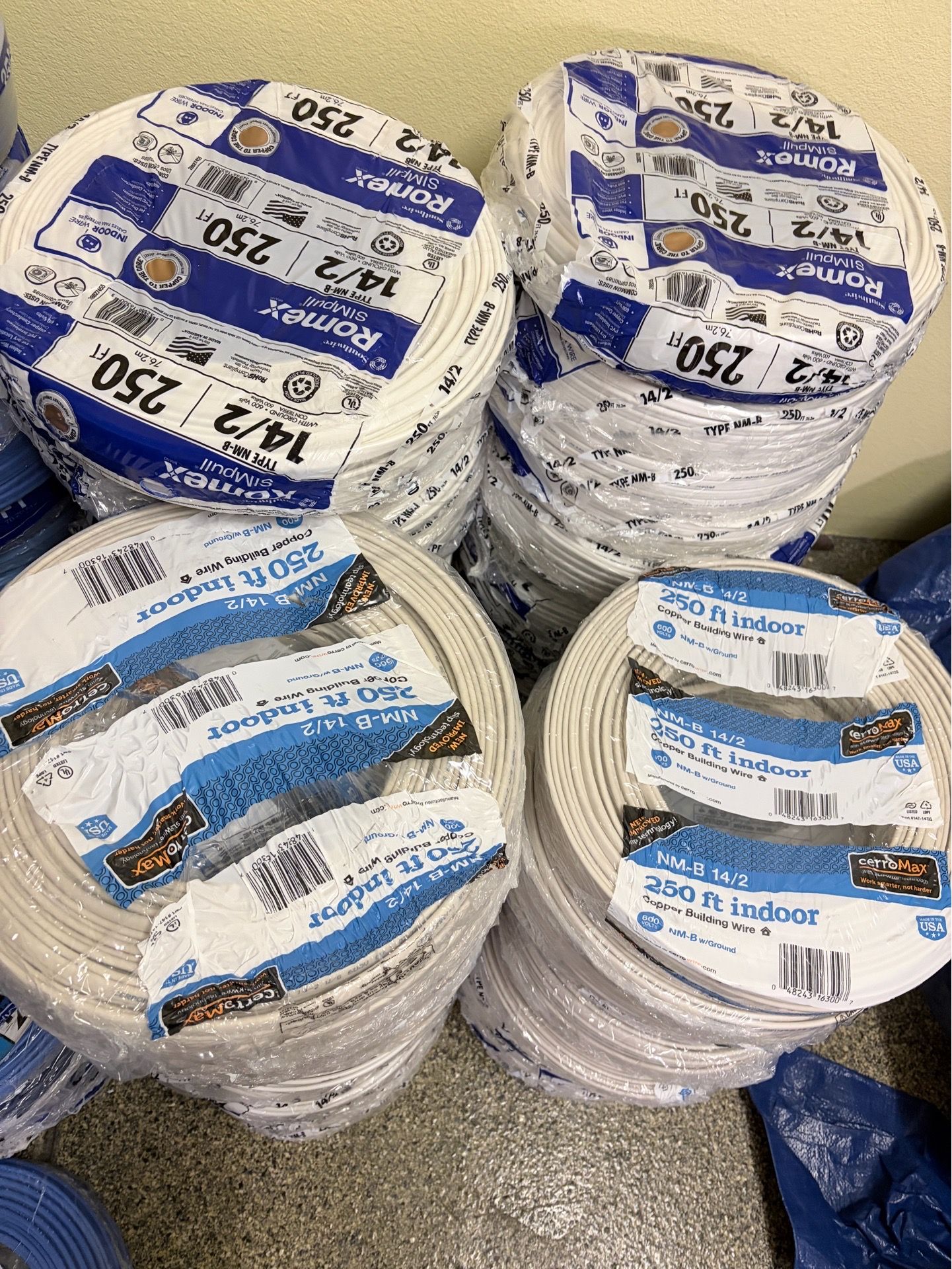 250 ft. 14/2 Solid Romex SIMpull CU NM-B W/G Wire