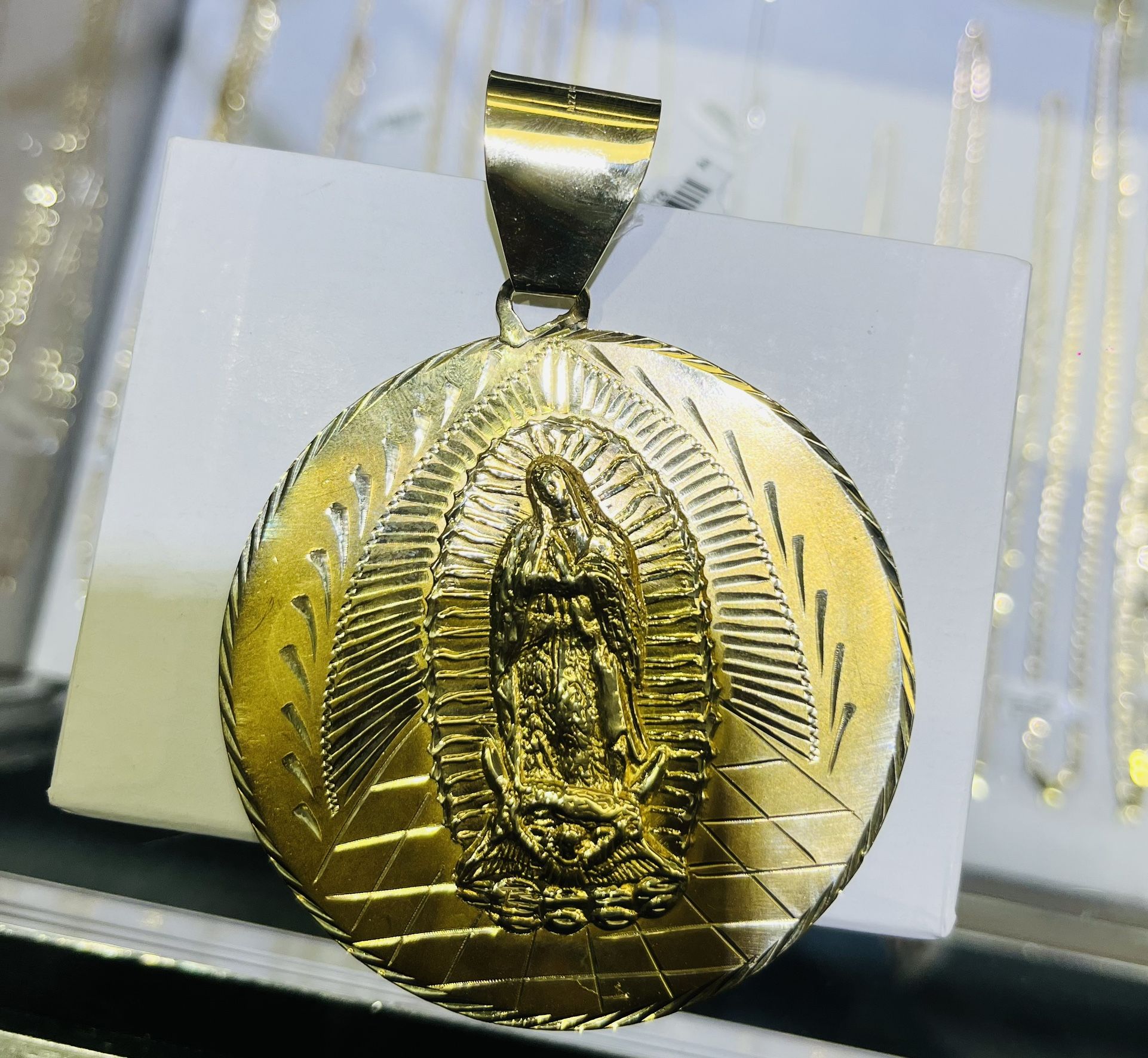 14kt Yellow Gold Virgin De Guadalupe Pendant 44.30 grams 