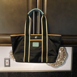 Vintage Coach Hampton Nylon Shoulder Tote Bag Satin Navy 1894 4x8x11”