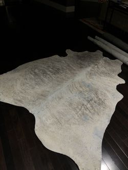 Custom Designed Cowhide Rug With Paint Design