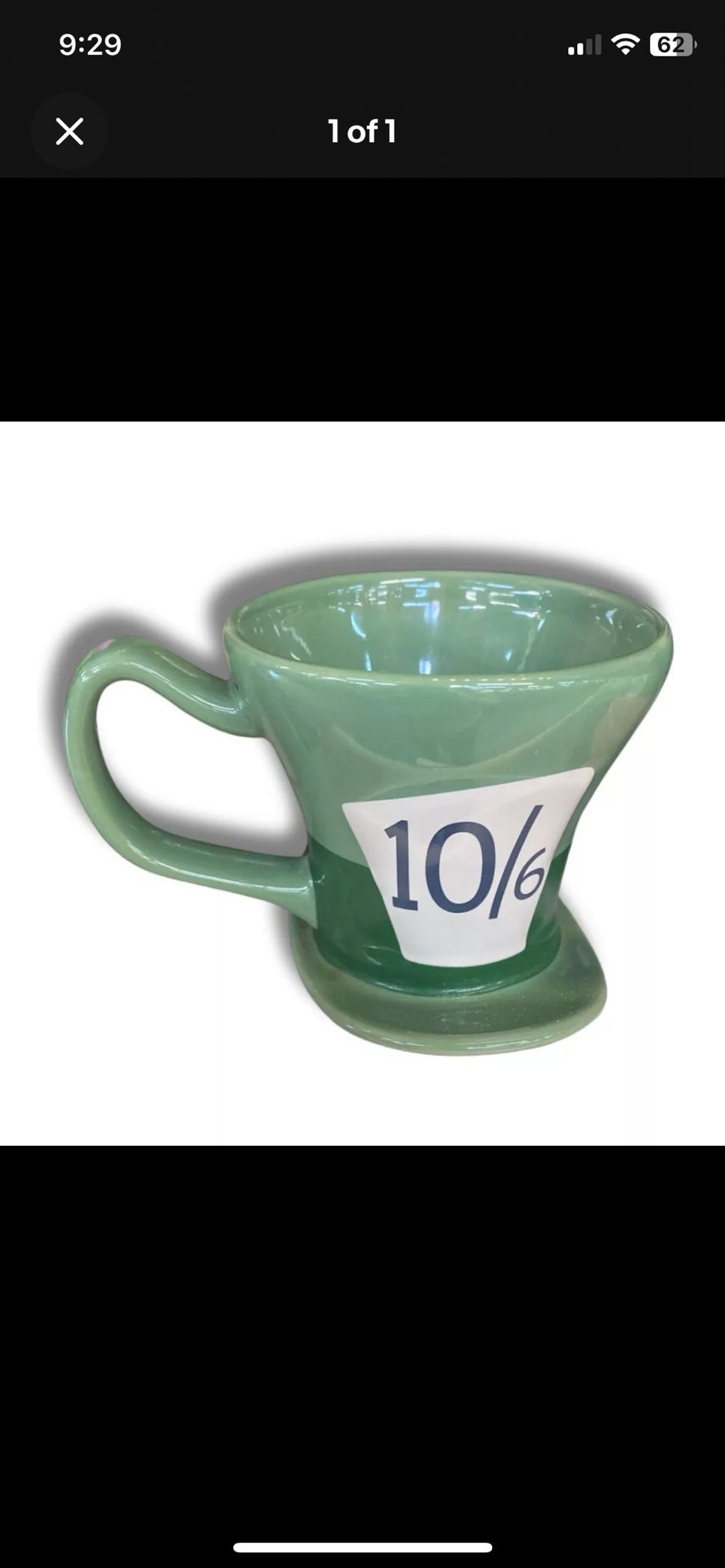 Disney Store Alice In Wonderland Mad Hatter Green Hat Shaped 10/6 Mug