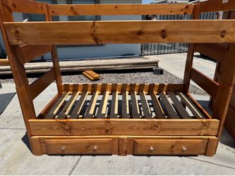 Wood Bunk Bed Frame with Stairs & Dresser