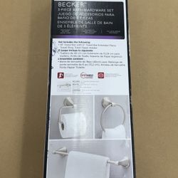 DELTA - 3 piece Bath Hardware - Towel Bar/Towel Ring/Toilet Paper Holder