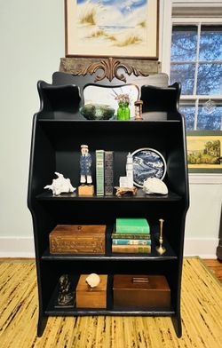 Antique Carved  Oak Display Shelf  Bookcase with a mirror