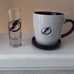 Tampa Bay Lightning Shot Glass and Coffee Cup