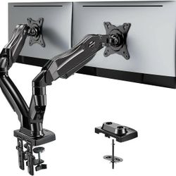 New HUANUO Dual Monitor Stand, Full Adjustable Monitor Desk Mount Swivel Vesa Bracket W/ C Clamp, Grommet Mounting Base for 13 to 30 Inch Computer Scr