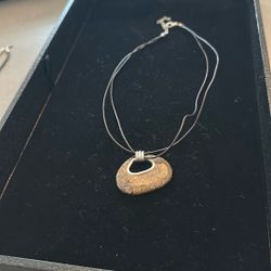 Silpada Brown Rope Necklace With Brown Stone Pendant 