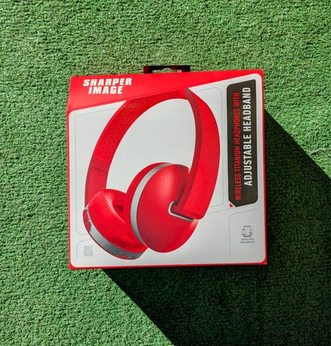 Sharper Image Wireless Rechargeable Bluetooth Titanium Headphones w/Adj Headband