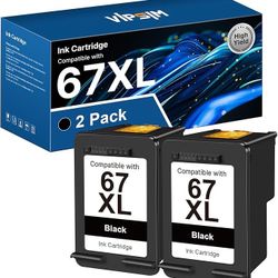 67XL Ink Cartridges Compatible 67XL Ink Cartridges Black 67XL Ink Replacement for DeskJet 2700e 2e 2827e 2755e 4155e 4255e Envy 6000 6