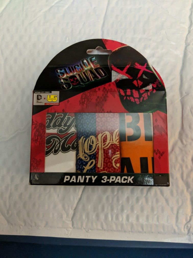 Suicide Squad 3 Pack Panty - Harley Quinn - Size Medium / 8 - 10 Brand New In Package