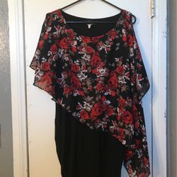Black Dress With Floral Design