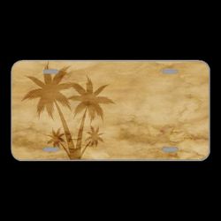 License Plate Novelty Car Front Paper Parchment Palm Island Stains