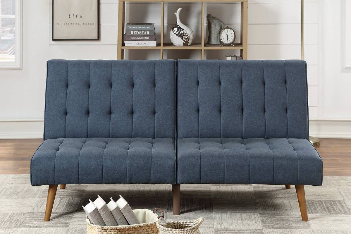 Brand New Blue Linen Futon Sofa Bed (New In Box) 