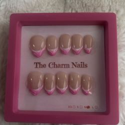 Pink tips Press on nails