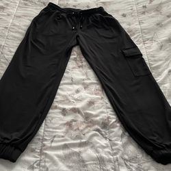 Nanette Lepore Women’s Black Pull On Drawstrings Pocket Cargo Joggers Pants, size XS