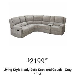 Recliner Sofa Sectional Couch- Gray