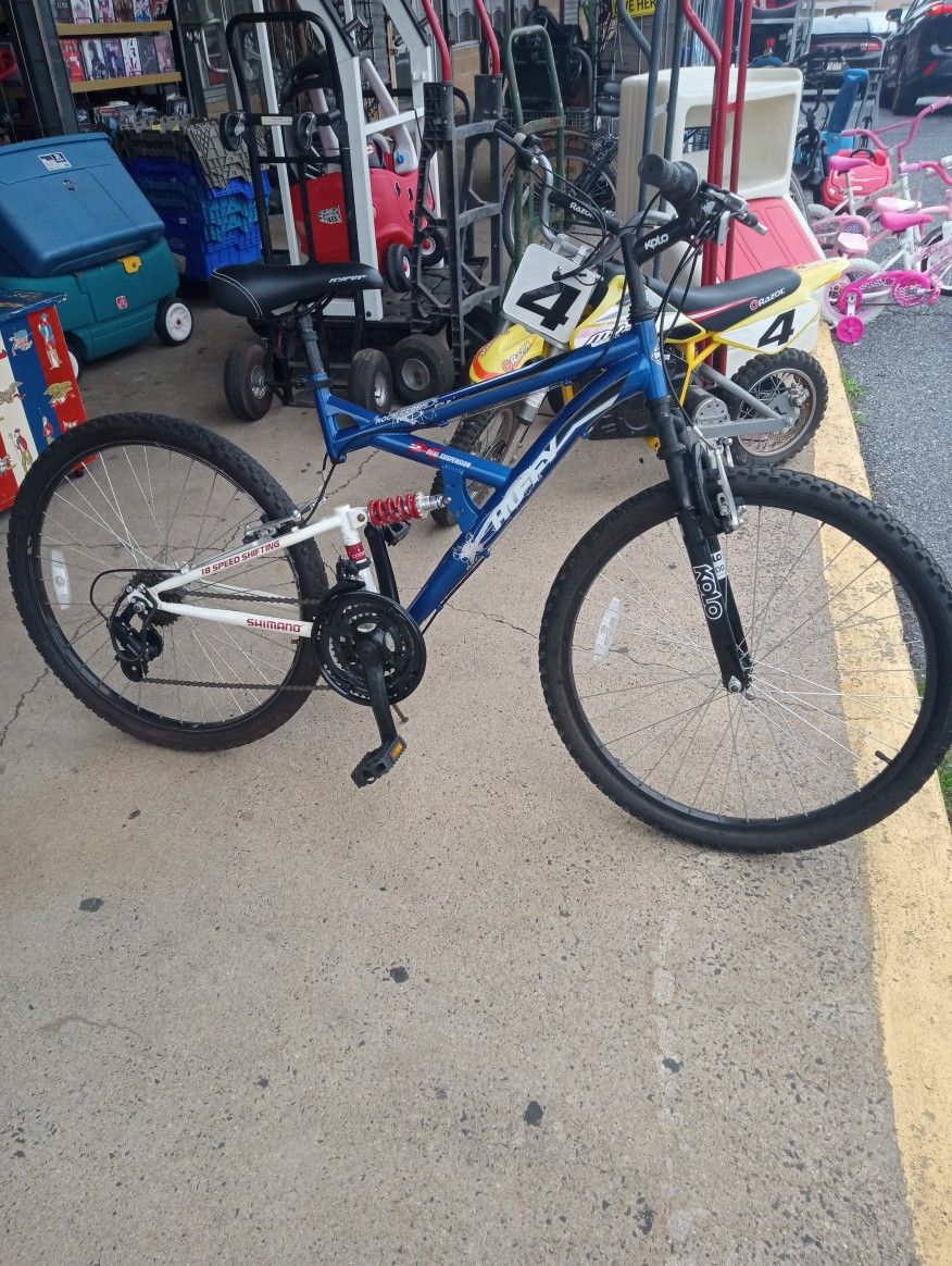 26-in huffy dual suspension 18 speed mountain bike