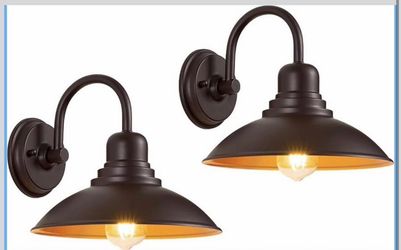 Bronze Gooseneck Barn Light 2 Pack 10.5 inch Outdoor Wall Sconce