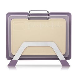 Set of 3 Thickened Cutting Boards with Storage Rack Cutting Boards for Kitchen, Multifunctional Non Slip Cutting Board, Raw and Cooked Cutting with Gr