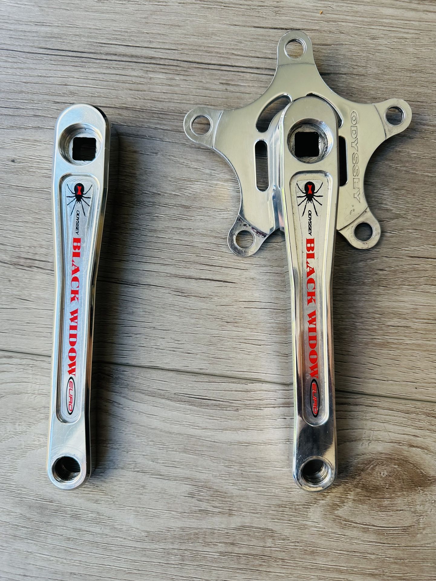 Mid School quality BMX odyssey black widow Crank Arms - polished