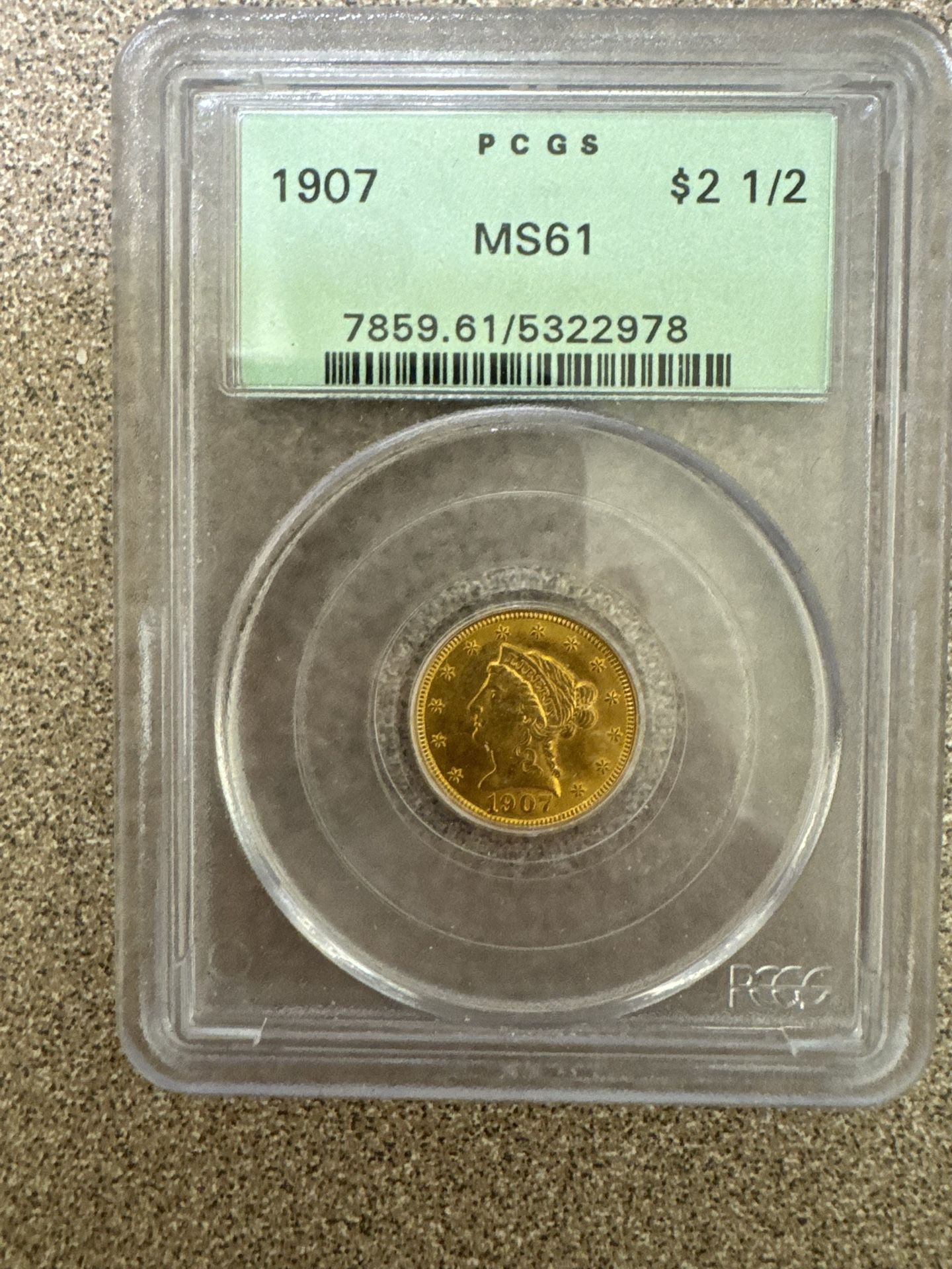 1907 $2.50 Gold Coin MS61