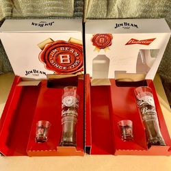 JIM BEAM/BUDWEISER Bar/Glassware GIFT SETS - NEW