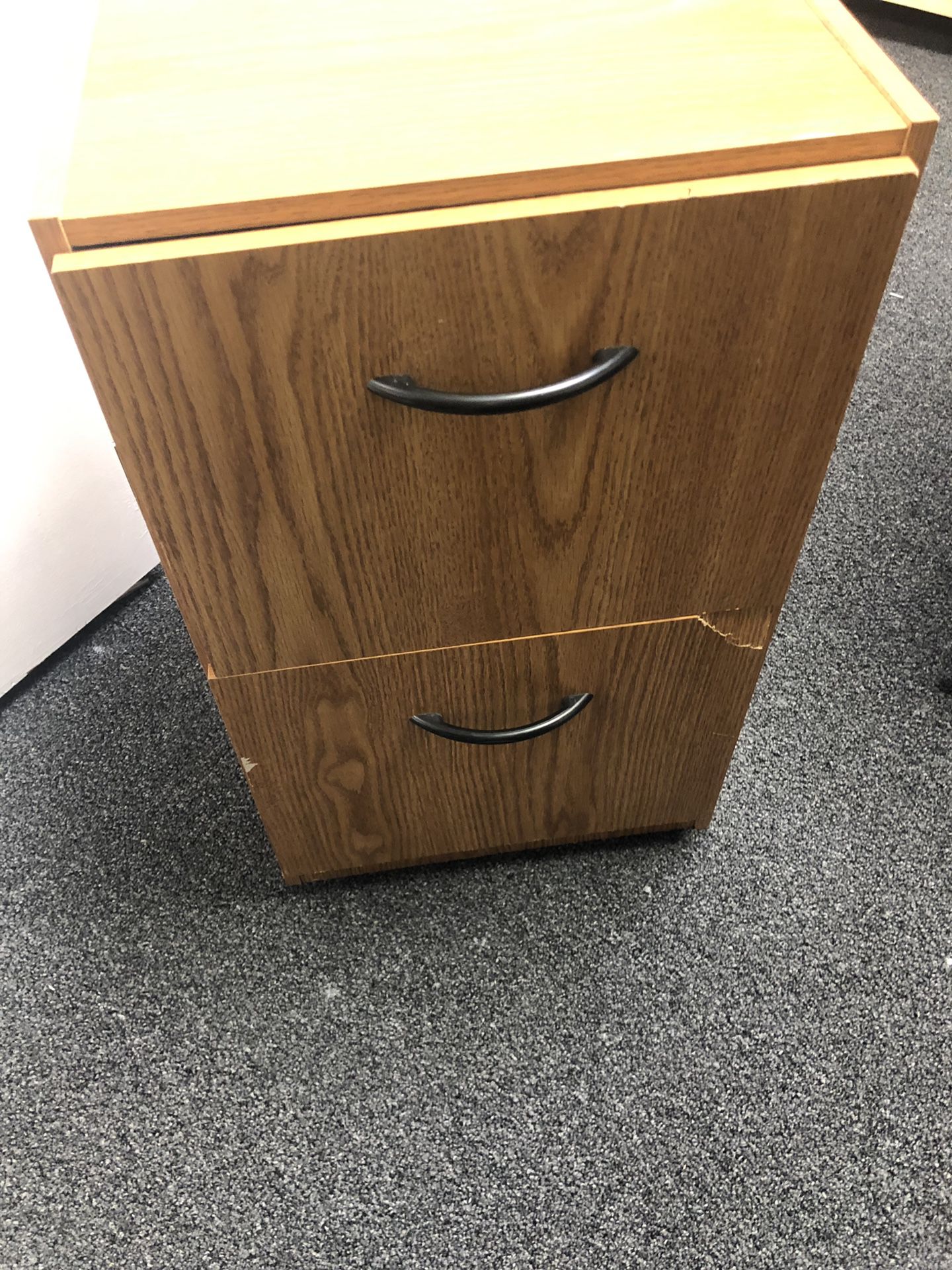 2 Drawer Wood Filing Cabinet with little damage