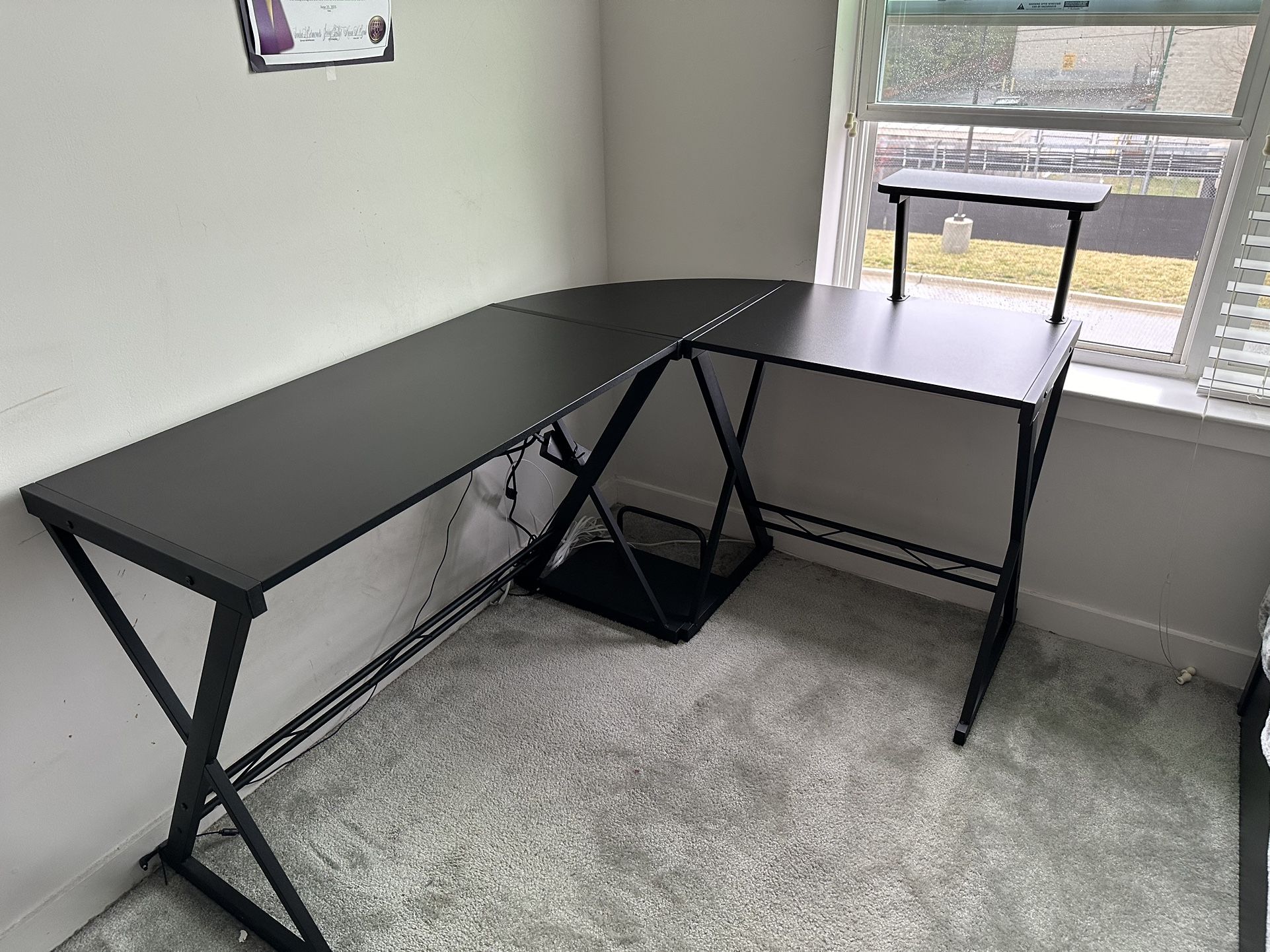 64in By 50in L Shaped Corner Desk - Readjustable