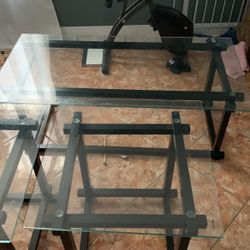 Clear Coffee Table And 2 End Tables