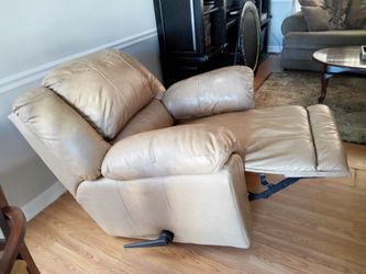 Beige Leather Rocking Recliner Chair