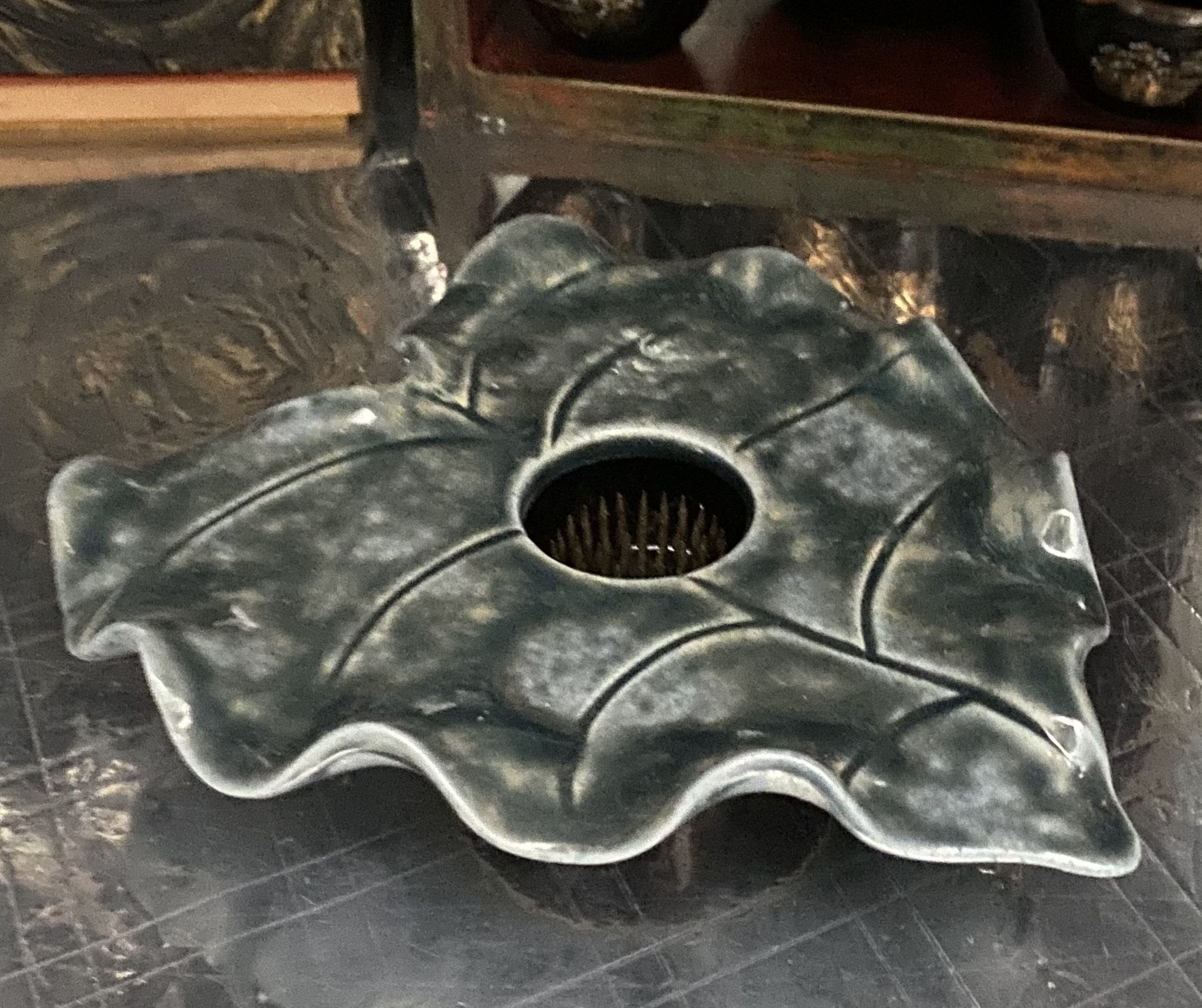 Not Quite An Antique Leaf Shaped Floral Frog