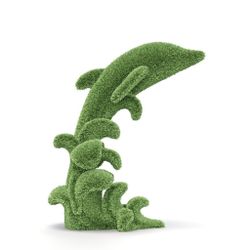 Commercial Quality Outdoor Animal Dolphin Riding Waves Topiary Green Figures covered in Artificial Grass