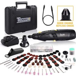 Cordless Rotary Tool, TECCPO 12V Powerful Rotary Tool Kit, 1-Hour Fast Charger, Universal Keyless Chuck, 6-Speeds Adjustable, 80 Accessories, Perfect 