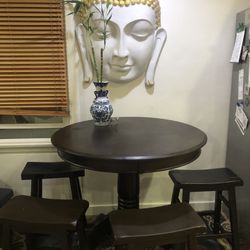Traditional Vintage Round Table 4 Chair Solid Wood